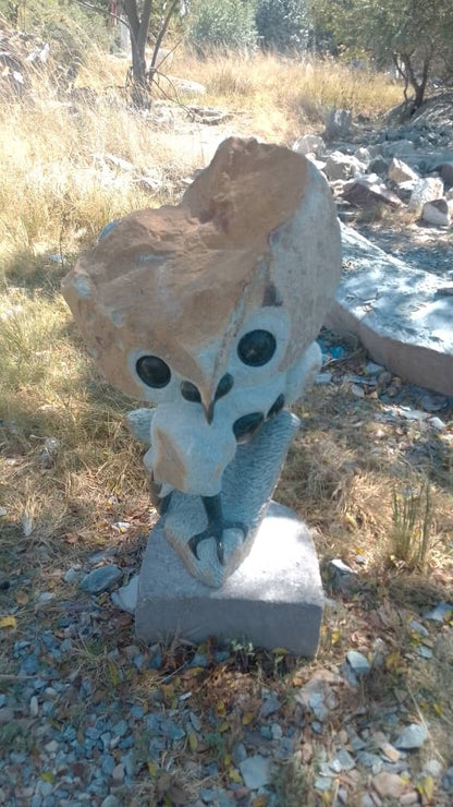 Owl in Shock - Stone Sculpture Made of Opal Stone by Taurai E Mupaso | Zimbabwe