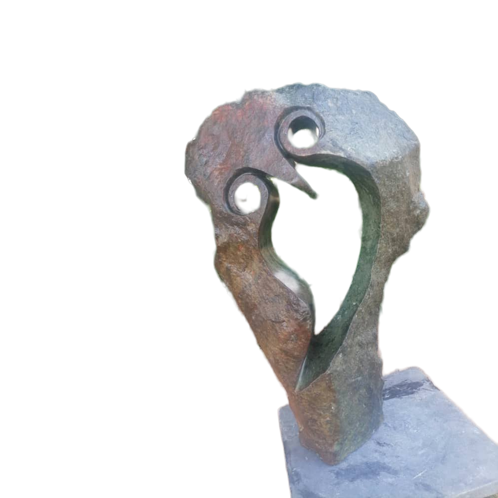 Silent Vigil - Stone Sculpture Made of Green Opal Stone by Addington Nyasoka | Zimbabwe