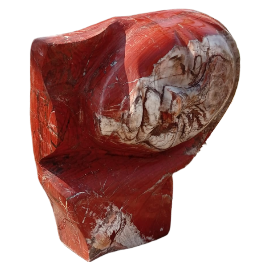 Deep Sleep - Stone Sculpture Made of Red Jasper by Batsirai Tago | Zimbabwe