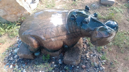 Sleeping Hippo - Stone Sculpture Made of Fruit Serpentine by Alec Kambiri | Zimbabwe