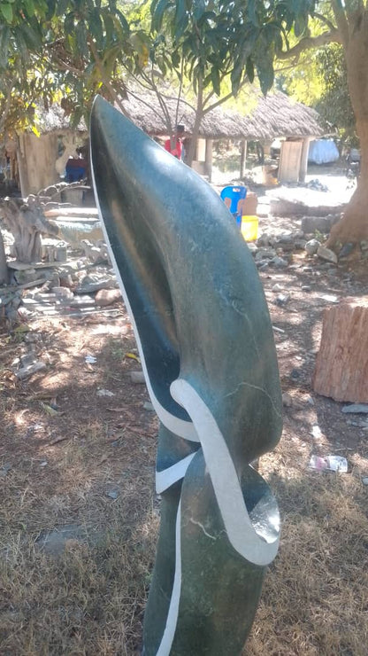 Focul Point - Stone Sculpture Made of Springstone by Davis Sibanda | Zimbabwe