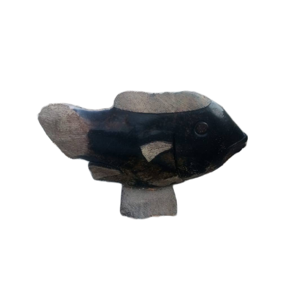 Stone Fish - Stone Sculpture Made of Tiger Eye Stone by Clever Manyange | Zimbabwe