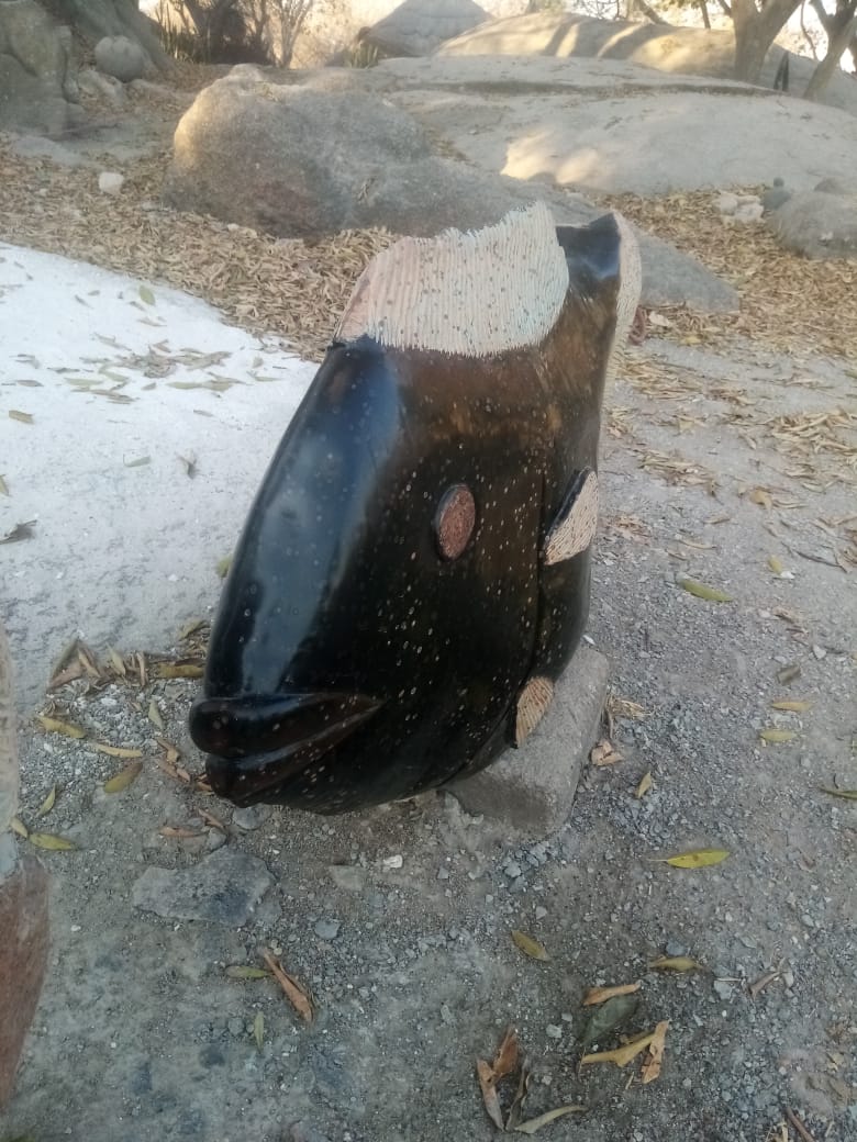 Stone Fish - Stone Sculpture Made of Tiger Eye Stone by Clever Manyange | Zimbabwe