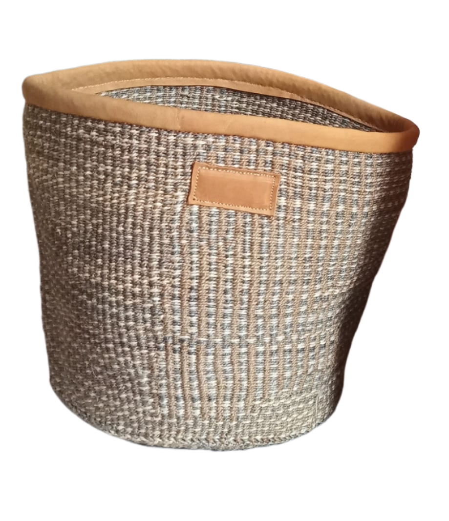 Storage Basket  Handmade of 100% Natural Sisal Fiber & Leather| Kenya