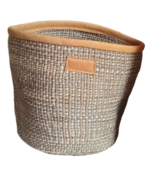 Storage Basket  Handmade of 100% Natural Sisal Fiber & Leather| Kenya