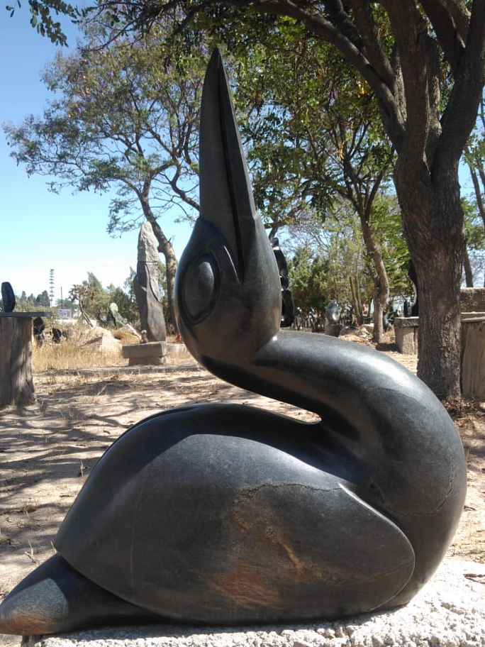 Sunbathing - Stone Sculpture Made of Springstone by Sydney Majengwa | Zimbabwe