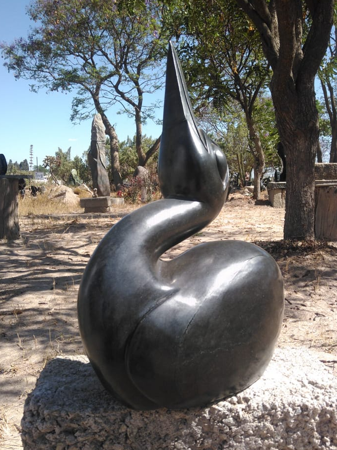 Sunbathing - Stone Sculpture Made of Springstone by Sydney Majengwa | Zimbabwe