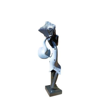 The Saxophonist - Stone Sculpture Made of Springstone by Tawanda Mashaya | Zimbabwe