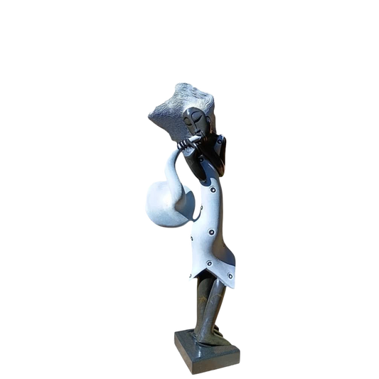 The Saxophonist - Stone Sculpture Made of Springstone by Tawanda Mashaya | Zimbabwe