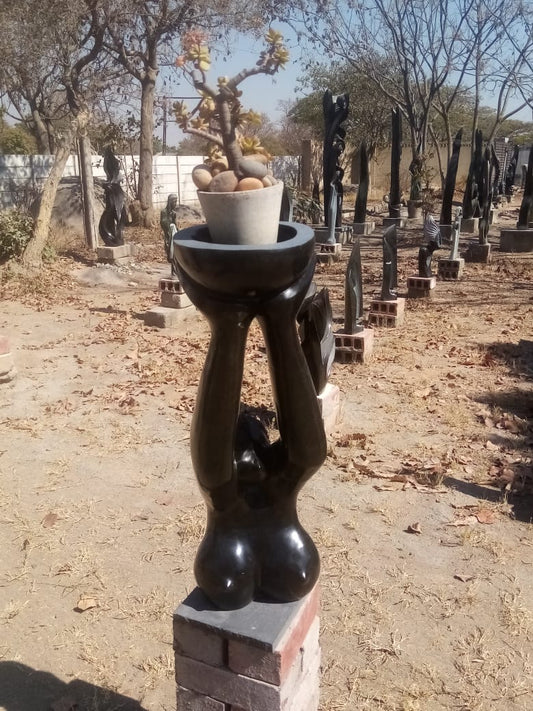 The Florist - Stone Sculpture Made of Springstone by Jetro Zinyeka | Zimbabwe