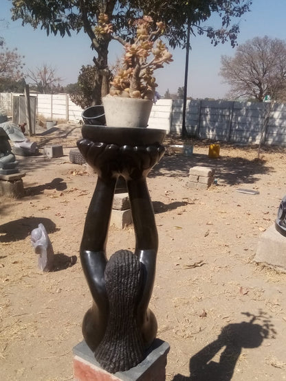 The Florist - Stone Sculpture Made of Springstone by Jetro Zinyeka | Zimbabwe