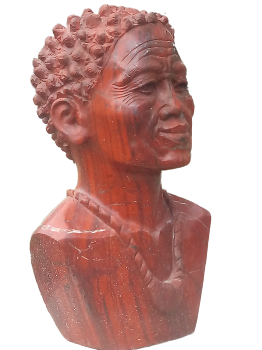 The Prince - Stone Sculpture Made of Red Jasper by Farai Tandi | Zimbabwe