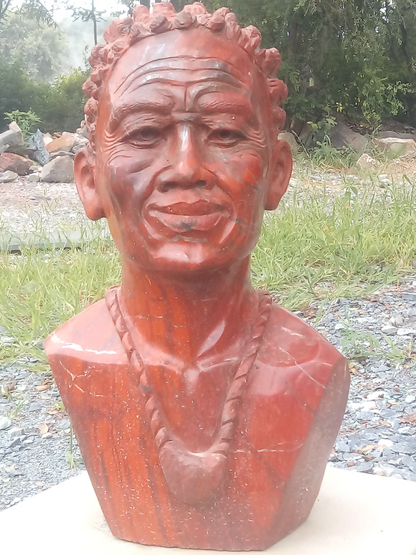 The Prince - Stone Sculpture Made of Red Jasper by Farai Tandi | Zimbabwe