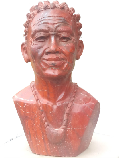 The Prince - Stone Sculpture Made of Red Jasper by Farai Tandi | Zimbabwe