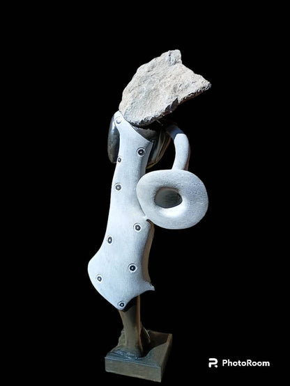 The Saxophonist - Stone Sculpture Made of Springstone by Tawanda Mashaya | Zimbabwe