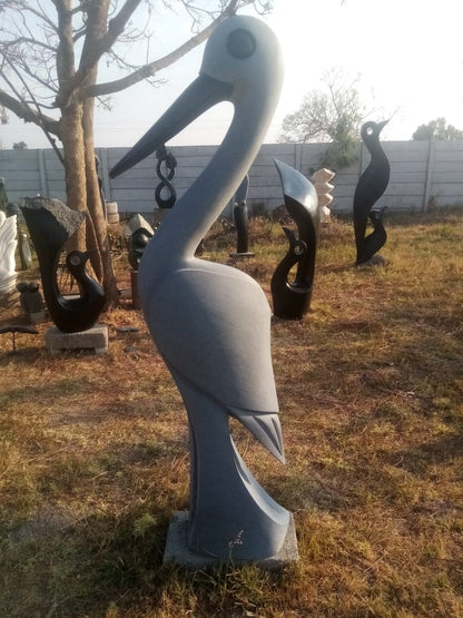 Stork Bird - Stone Sculpture Made of Springstone by Farai Nyakanyanza | Zimbabwe