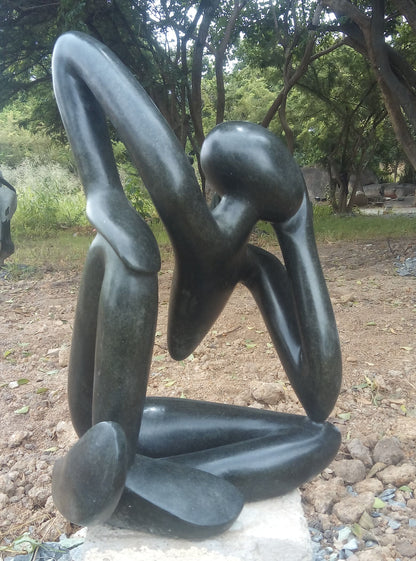 Lost In Thought - Stone Sculpture Made of Springstone by Stephen Chikeya | Zimbabwe