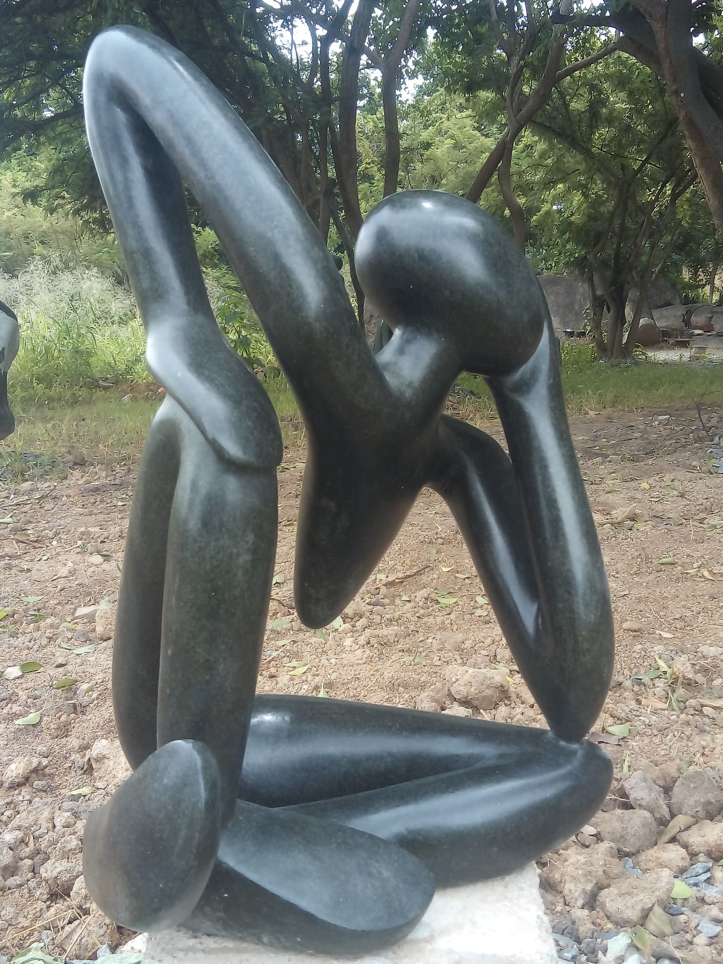 Lost In Thought - Stone Sculpture Made of Springstone by Stephen Chikeya | Zimbabwe