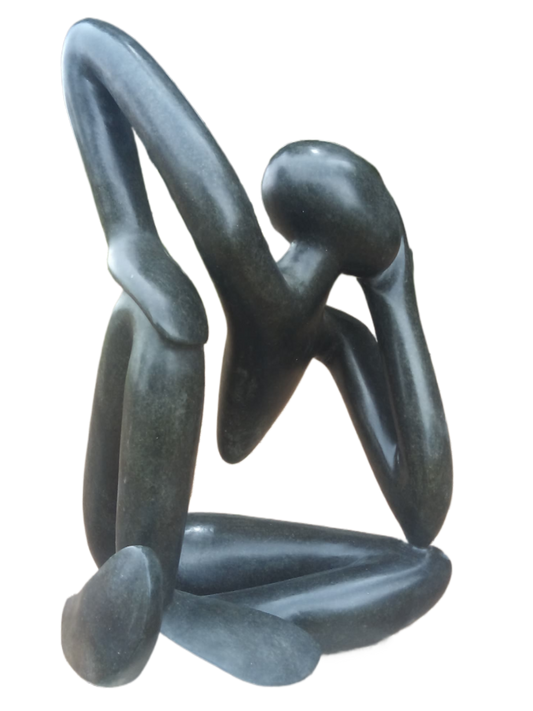 Lost In Thought - Stone Sculpture Made of Springstone by Stephen Chikeya | Zimbabwe