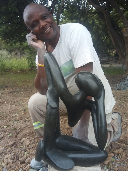 Lost In Thought - Stone Sculpture Made of Springstone by Stephen Chikeya | Zimbabwe