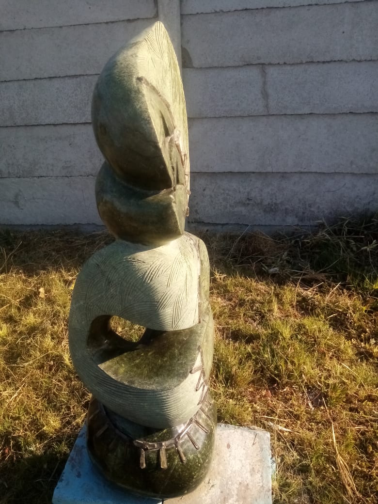 Traditional Dancers - Stone Sculpture Made of Leopard Rock by Richard Mupumha Snr | Zimbabwe