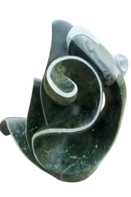 Petals of Transformation - Stone Sculpture Made of Green Opal by Givemore Mashaya | Zimbabwe