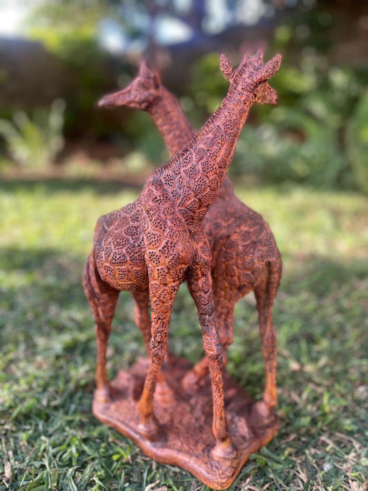 Giraffe Lovers - Wooden Sculpture Made of Buffalo Thorn Tree by Ntokozo Patson Sibanda | Zimbabwe