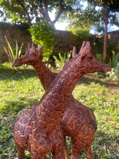 Giraffe Lovers - Wooden Sculpture Made of Buffalo Thorn Tree by Ntokozo Patson Sibanda | Zimbabwe