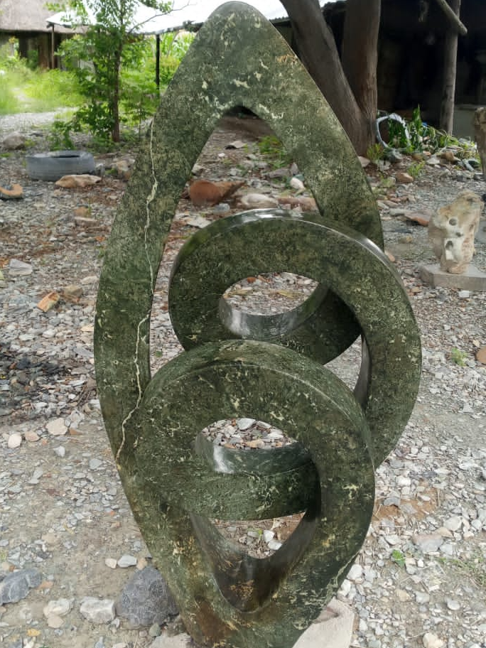 Duet - Stone Sculpture Made of Green Opal by Washington Matafi | Zimbabwe