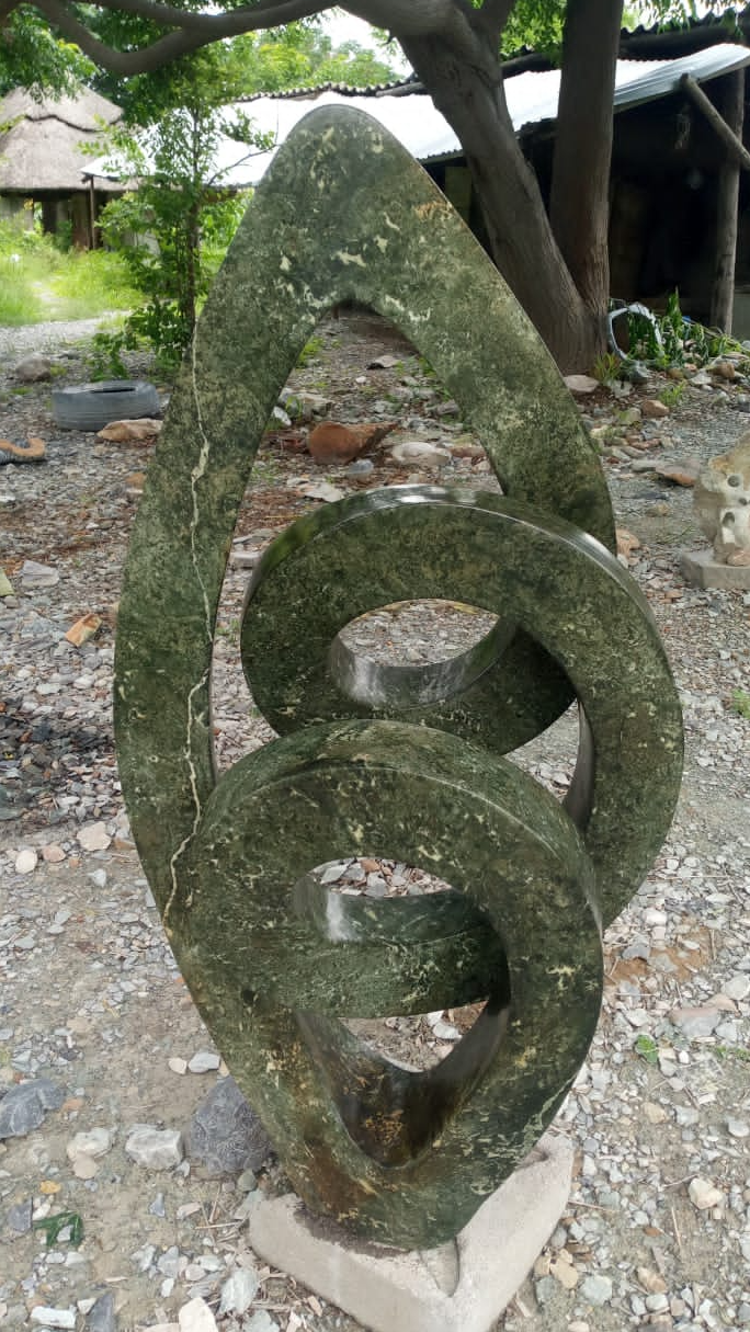 Duet - Stone Sculpture Made of Green Opal by Washington Matafi | Zimbabwe