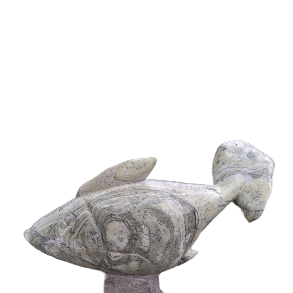 Fish C - Stone Sculpture Made of Butterjade by Edmore Chijumani | Zimbabwe