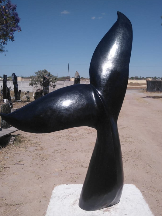 Whale Tail - Stone Sculpture Made of Springstone by Tinashe Chidawu | Zimbabwe