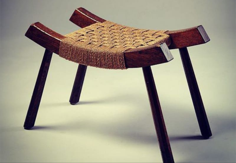 Wooden-Woven Stools - Made from  Hyacinth Papyrus & Mahogany Wood By George Abongo | Kenya