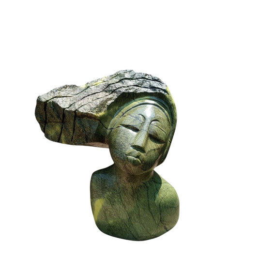 Whispering Breeze - Stone Sculpture Made of Green Leopard Rock by Benjamin Mashaya | Zimbabwe