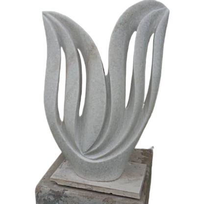 White Bloom - Stone Sculpture Made of Dolomite by Owen Mlungisi | Zimbabwe