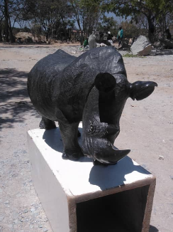 White Rhino - Stone Sculpture Made of Springstone by Clephas Zvirevo | Zimbabwe