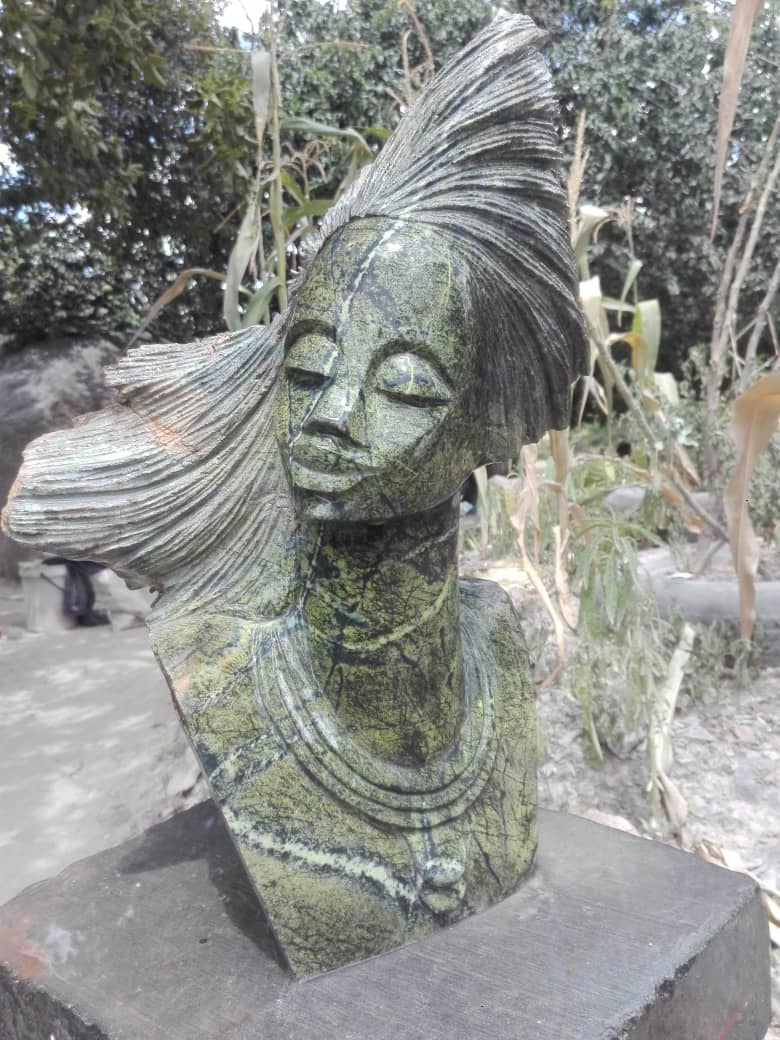 Windy Day - Stone Sculpture Made of Leopard Rock by Rufaro Murenza| Zimbabwe