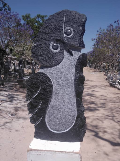 Happy Owl - Stone Sculptures Made of Springstone by Dereck Fombe | Zimbabwe