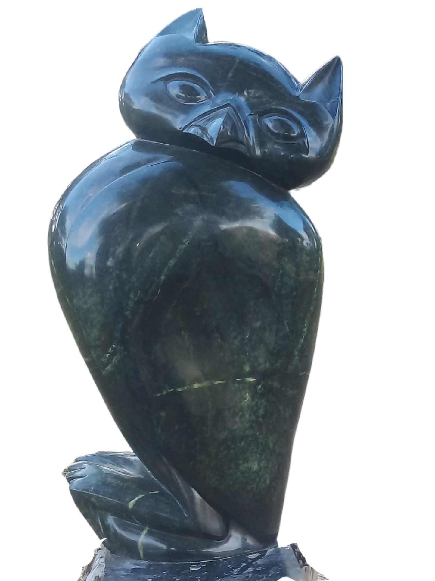 Wise Owl - Stone Sculpture Made of Leopard Rock by Sidney Majengwa | Zimbabwe