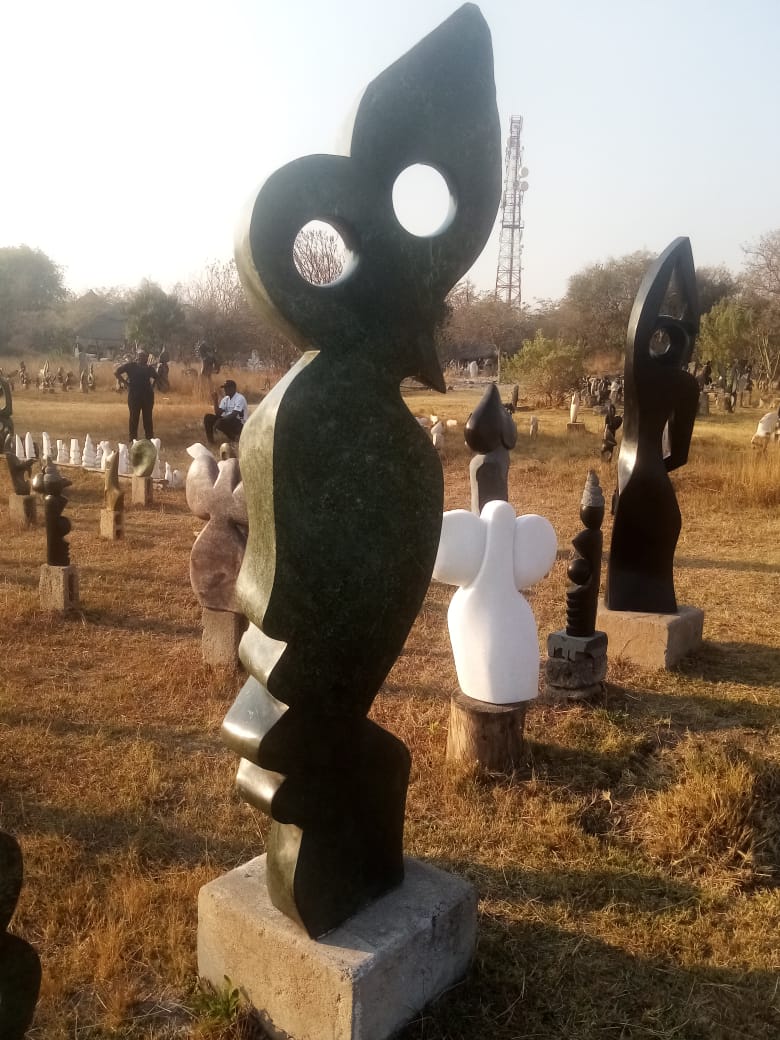 Emerald Sentinel - Stone Sculpture Made of Green Opal by Farai Nyakanyanza | Zimbabwe