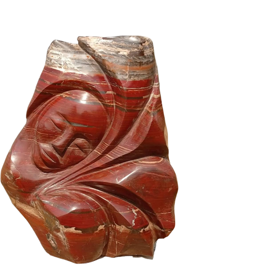 Without A Care - Stone Sculpture Made of Red Jasper by Batsirai Tago | Zimbabwe