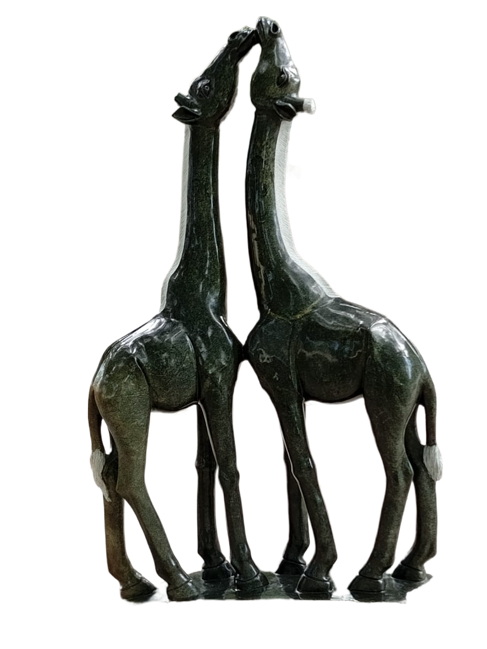 Young Giraffes - Stone Sculpture Made of Bluegrass Stone by Shepherd Phiri | Zimbabwe