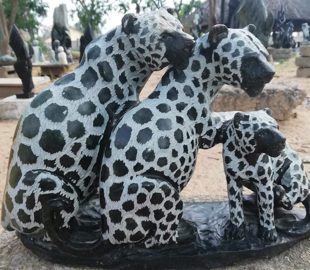 Leopard Alert - Stone Sculpture Made of Opal Stone by Taurai Maisiri | Zimbabwe