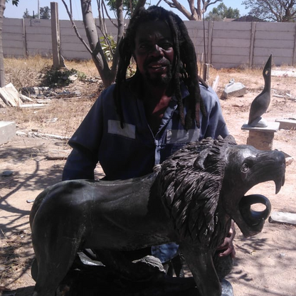 Roaring Lion - Stone Sculpture Made of Springstone by Rony Nyamhunga | Zimbabwe