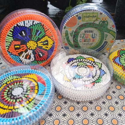 Set of 6 Beaded Zulu Coasters | South Africa.