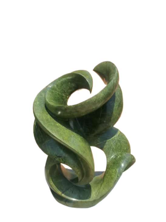 Blooming Flower - Stone Sculpture Made of Avocado Stone by James Phiri | Zimbabwe