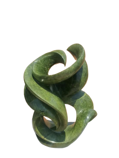 Blooming Flower - Stone Sculpture Made of Avocado Stone by James Phiri | Zimbabwe