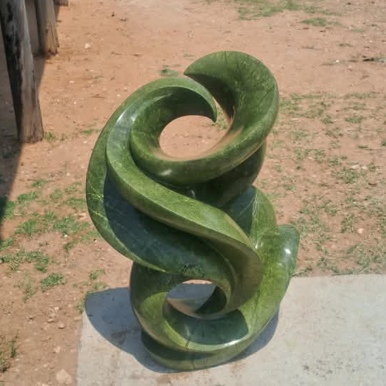 Blooming Flower - Stone Sculpture Made of Avocado Stone by James Phiri | Zimbabwe