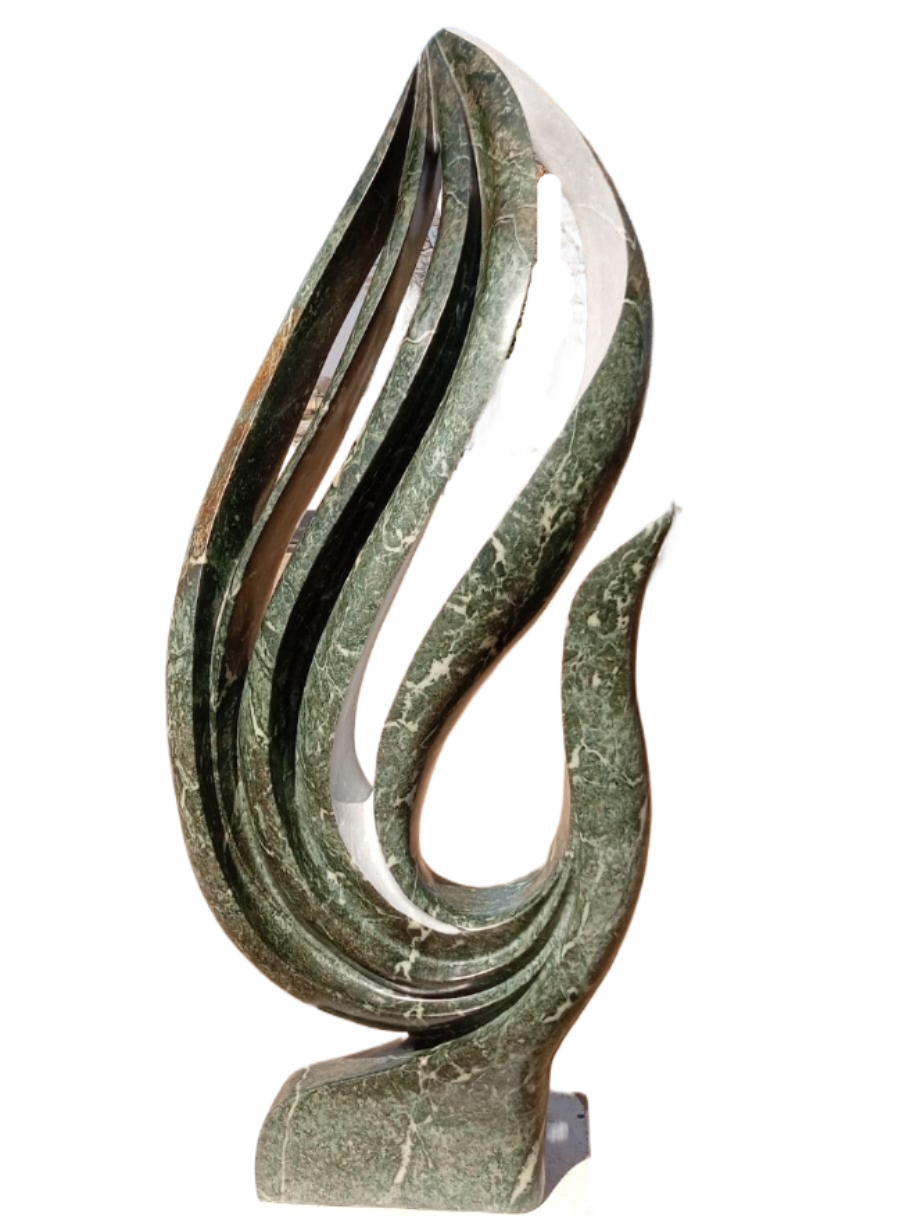 Rain Bird Abstract- Stone Sculpture Made of Green Opal Stone by Owen Mulungisi | Zimbabwe