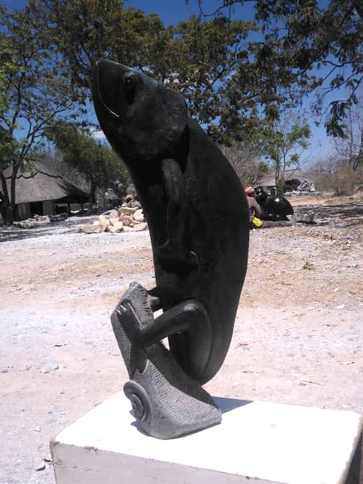 Chameleon - Stone Sculpture Made of Springstone by Clephas Zvirevo | Zimbabwe